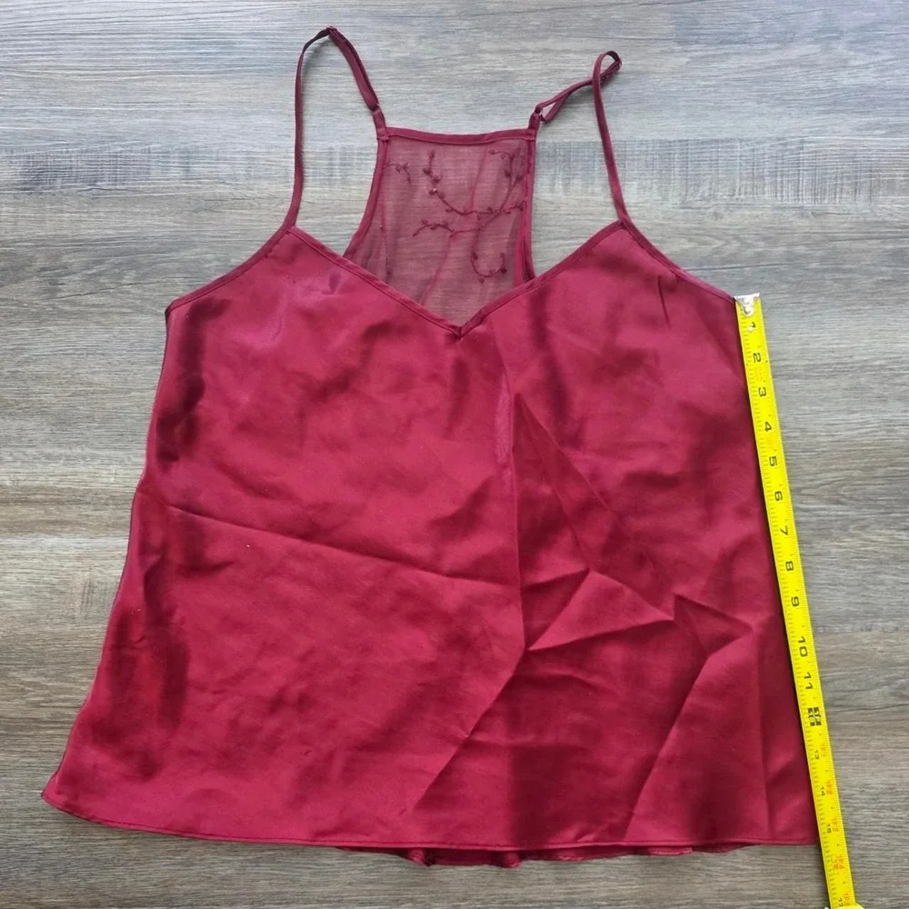 Vintage Avon Coquette Ruby Red Satin PJ Set Camisole & Wide Leg Pants Medium